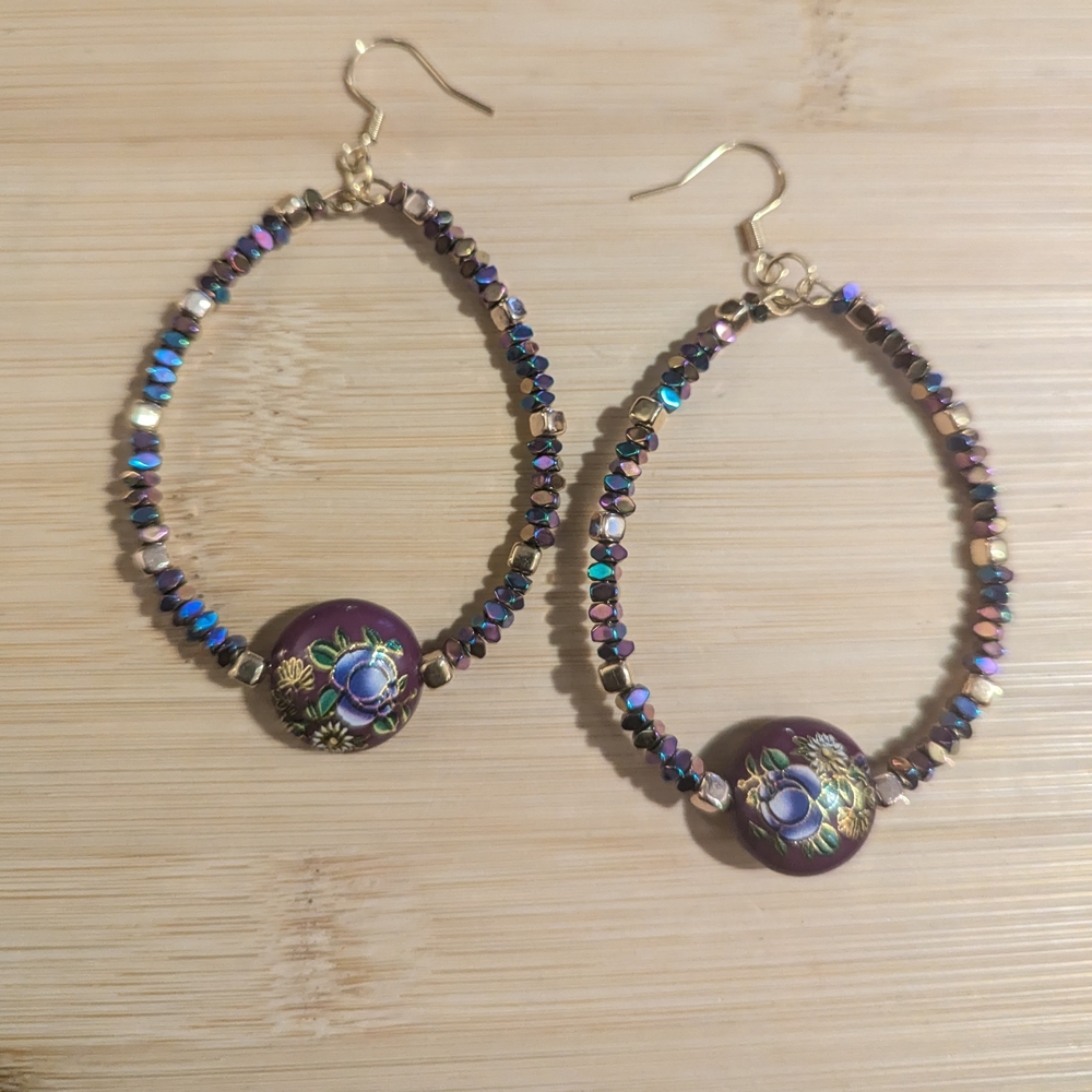 Chic Multicolor Beaded Hoop Earrings